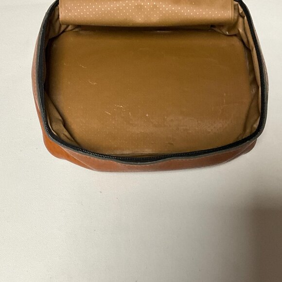 Buxton Brown Mens Toiletry Bag Buxton Leather Kit Zippered Shaving Cosmetic Bag - Picture 5 of 5